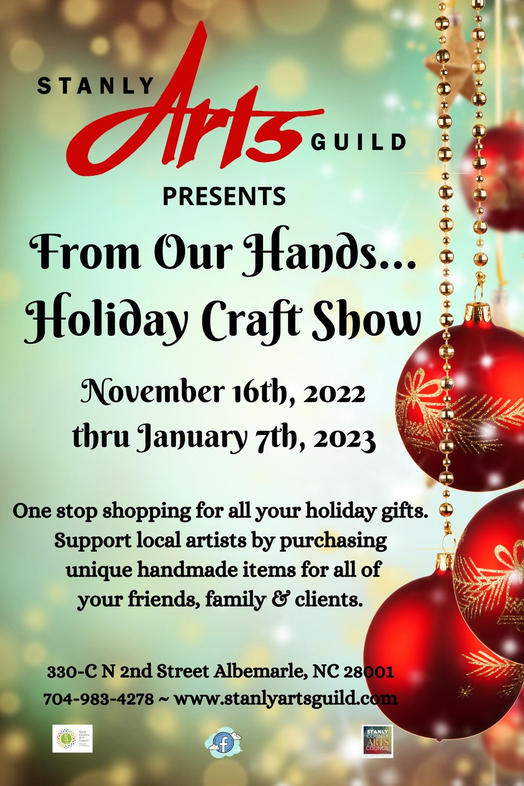 Stanly Arts Guild Holiday Craft Show – From Our Hands…