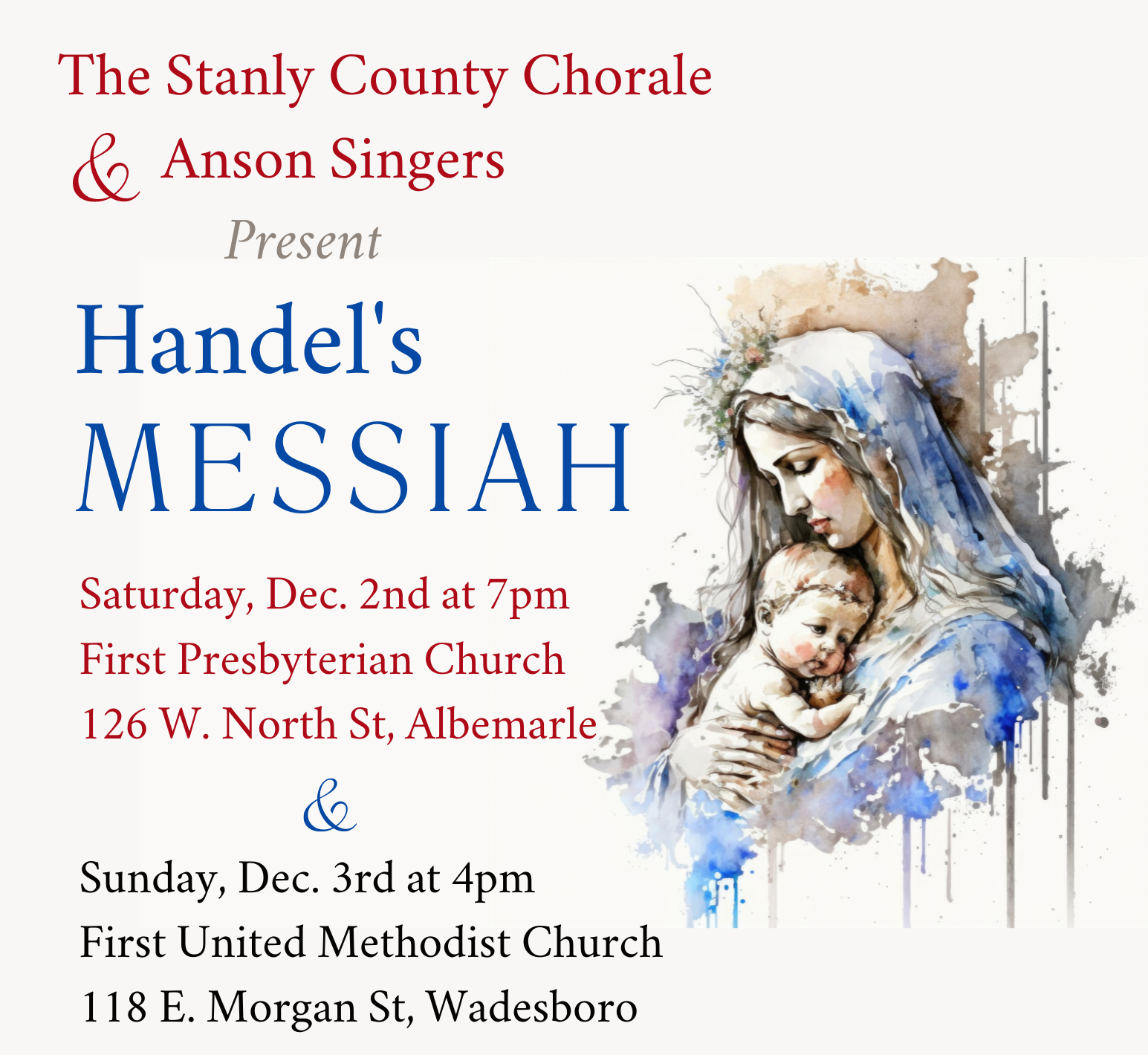 Stanly County Chorale, with the Anson Singers, present Handel’s “Messiah”